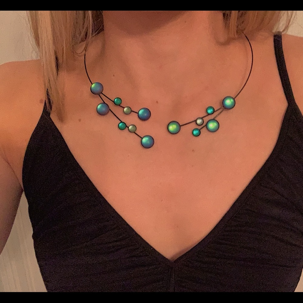 Blue and Green bubbly necklace
